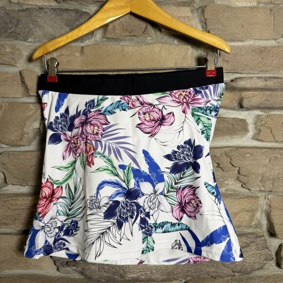 Walk On Beach Floral Tankini Swim Top Sz M White Multicolor‎ Tropical Print - Picture 2 of 4
